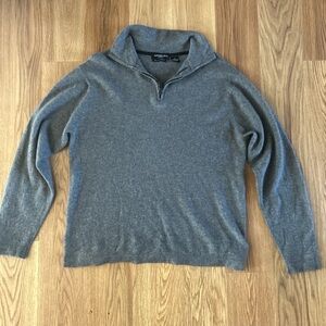 Men's quarter Zip-Up Sweater in Gray